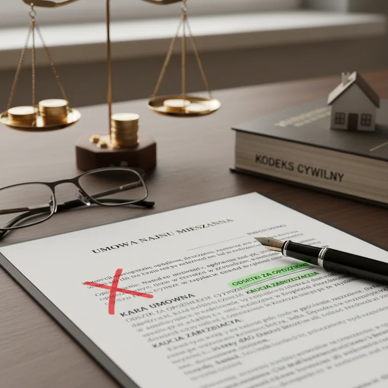 Właściciel mieszkania omawia z najemcą zaległy czynsz i możliwe konsekwencje, w tym odsetki i wypowiedzenie umowy zamiast kary umownej za spóźniony czynsz