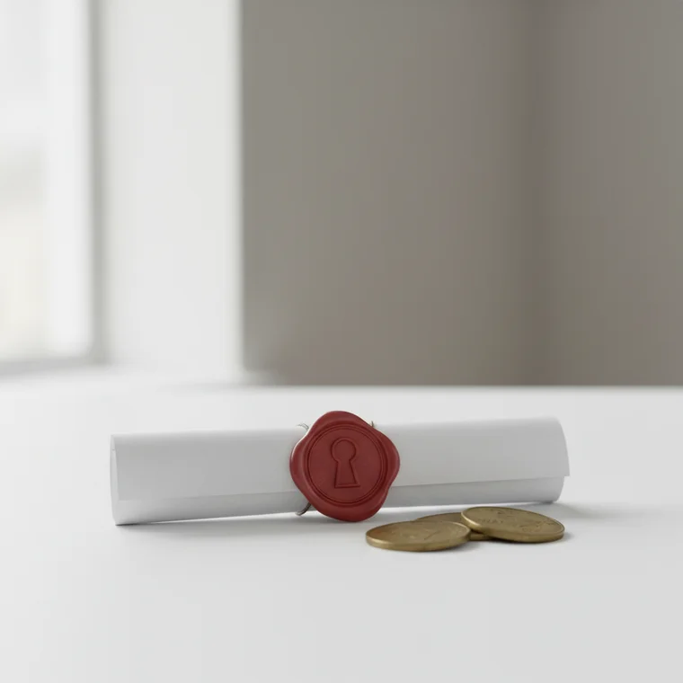 Mieszkanie, umowa najmu i kalkulator na stole – ilustracja omawiająca, czy kara umowna w umowie najmu mieszkania za spóźniony czynsz jest zgodna z polskim prawem i jakie konsekwencje grożą najemcy