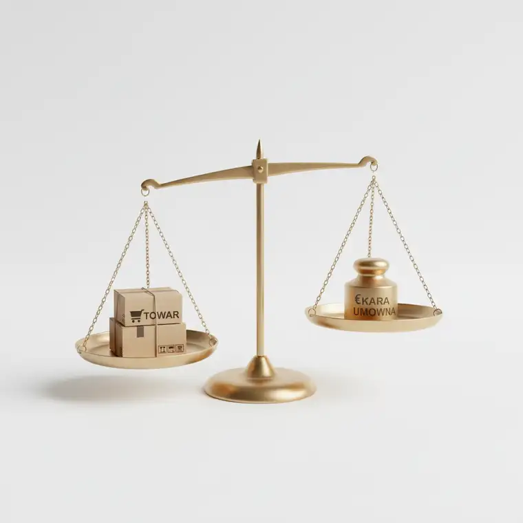 Właściciel sklepu internetowego analizuje umowę z dostawcą, aby uniknąć kary umownej za brak odbioru towaru i ograniczyć straty biznesowe