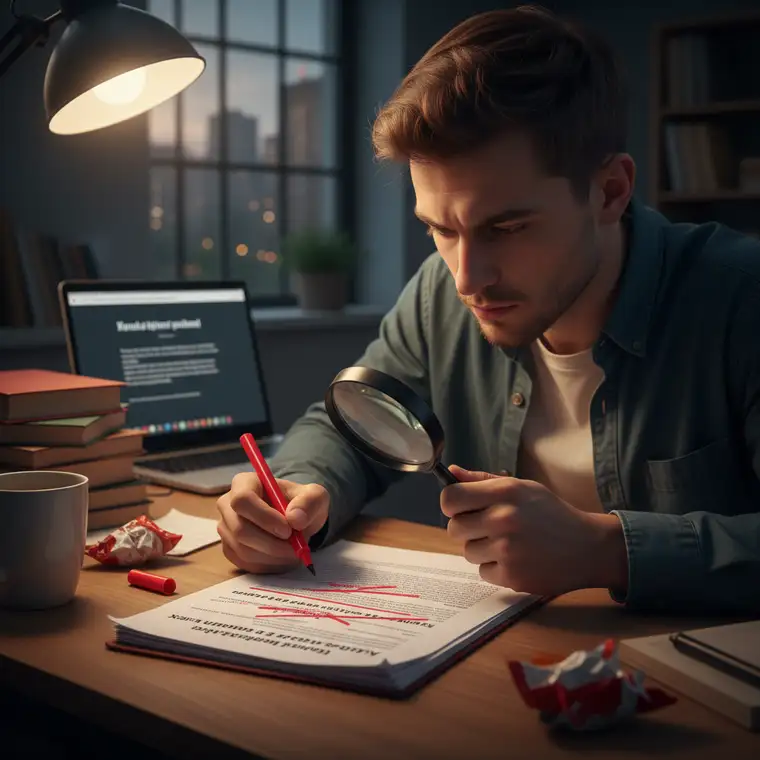 Mieszkanie studenckie z kilkoma osobami, regulaminem na ścianie i zaznaczonymi zapisami o karach umownych za hałas i gości