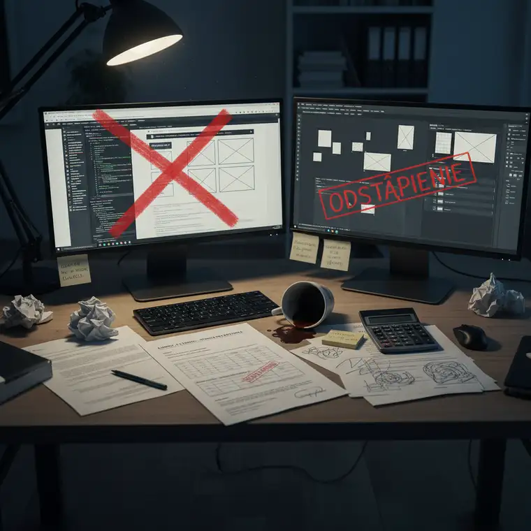 Programista i klient wspólnie analizują rozpoczęty projekt strony www na ekranie komputera, omawiając wycenę słusznego wynagrodzenia