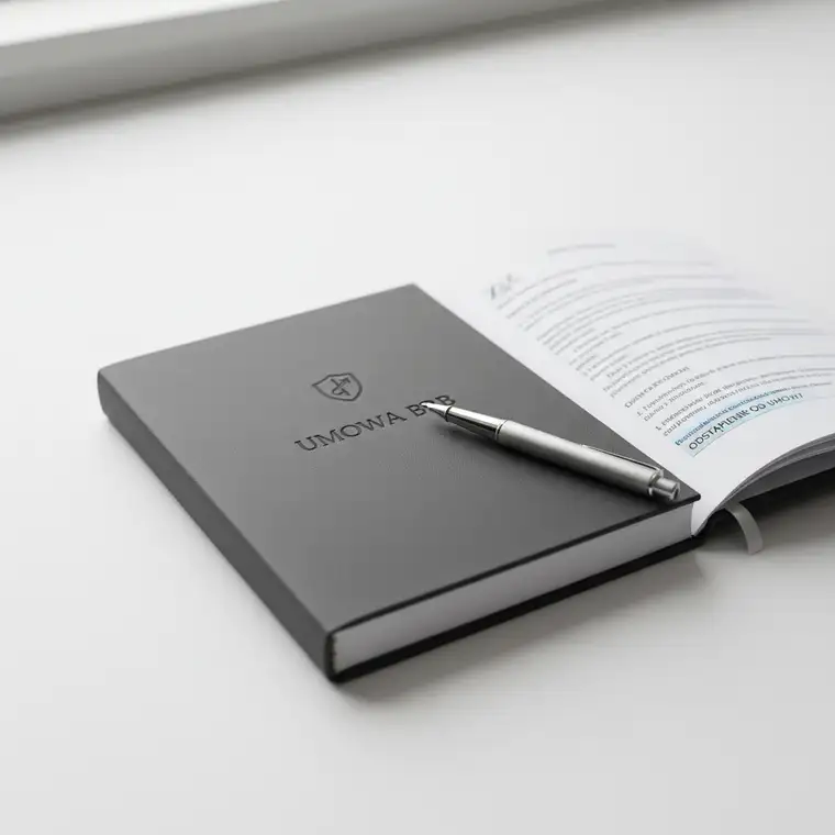 Przedsiębiorca analizuje umowę B2B z agencją marketingową, szukając bezpiecznego zapisu o odstąpieniu od kontraktu