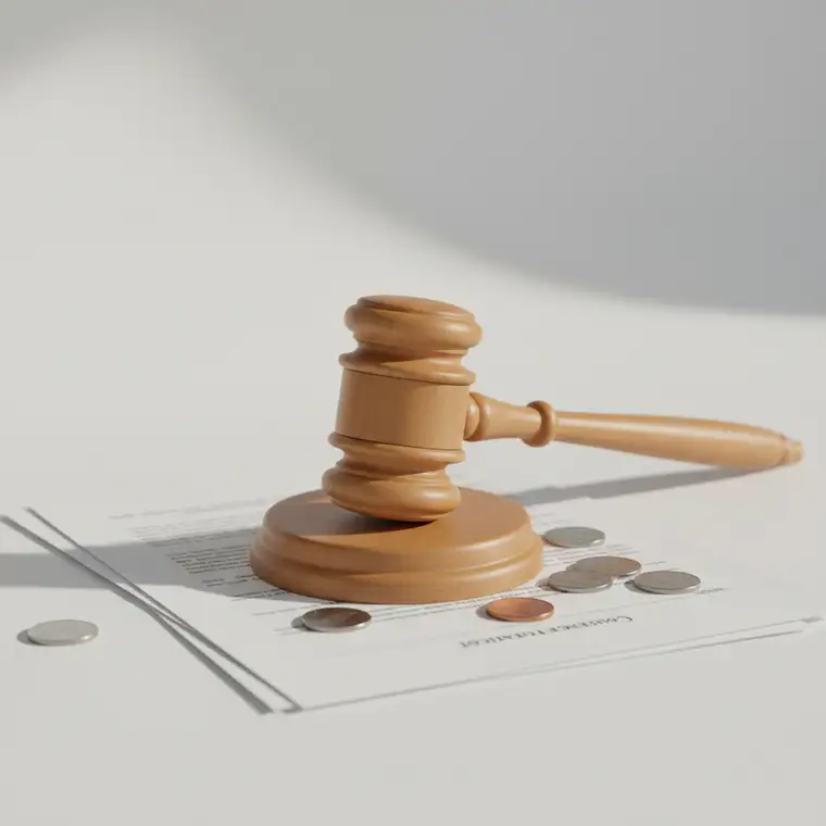 Kara umowna za opóźnienie w spłacie pożyczki prywatnej – schemat umowy, pieniądze i zegar symbolizujący zwłokę i ryzyko finansowe