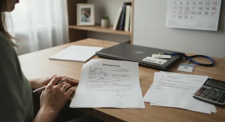 Rozwiązanie umowy o pracę za porozumieniem stron - wzór pisma z zaznaczoną datą zakończenia stosunku pracy i podpisami obu stron